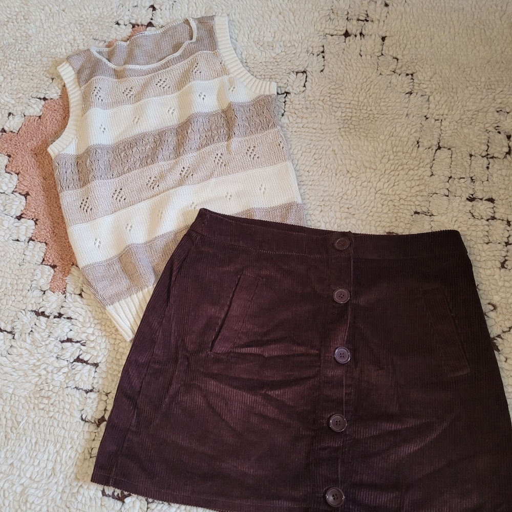 Corduroy Skirt with vest